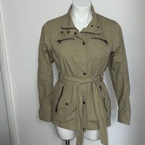 REI Women's S Khaki Tan Belted  Lightweight Nylon Jacket